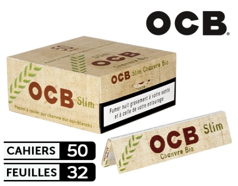 Boite de 50 carnets de feuille slim OCB Bio