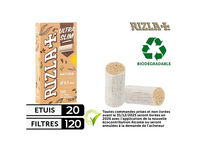 Rizla Sticks Filtres Slim Biodegradable x20